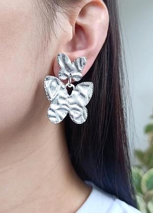 Срібні сережки-підвіски "метелики" butterfly-e