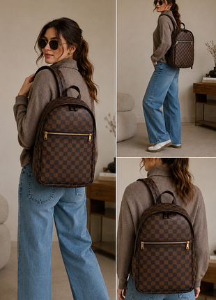 Эффектный  женский кожаный рюкзак louis vuitton damier — стильная модель 40×30