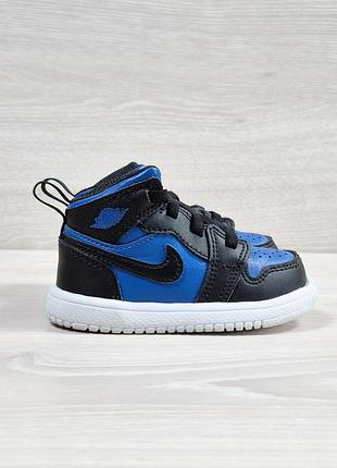 Шкіряні дитячі кросівки хайтопи на липучці nike air jordan 1 mid alt оригінал, розмір 21
