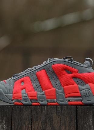 👟 кроссовки nike air more uptempo low dark grey light crimson / наложка bs👟