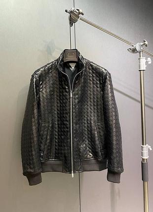 Чоловіча плетена куртка бомбер з натуральної шкіри/замші bottega veneta