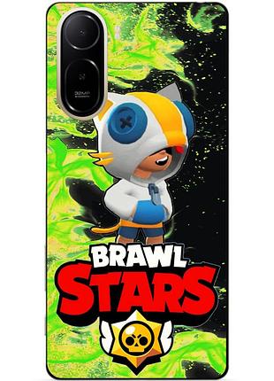Чехол силиконовый бампер для xiaomi poco c81 pro с героем бравл леон кот brawl