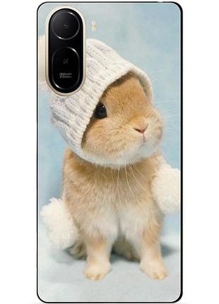 Силіконовий чохол бампер для xiaomi poco c81 pro з малюнком зайчик у шапці