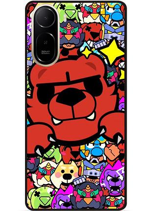 Силіконовий чохол бампер для xiaomi poco c81 pro стікери бравл нита brawl