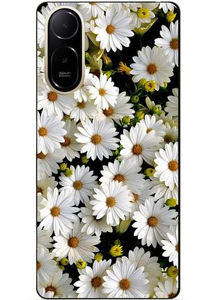 Чехол силиконовый бампер для xiaomi poco c81 pro с рисунком ромашки цветы