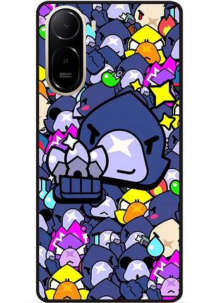 Силіконовий чохол бампер для xiaomi poco c81 pro стікери бравл ворон brawl