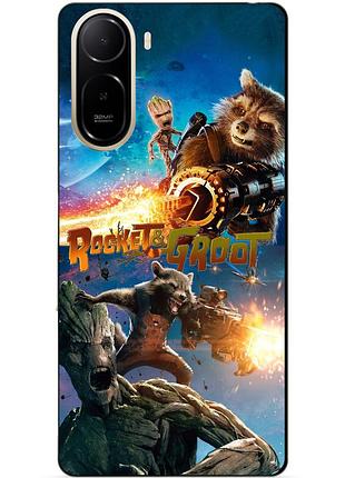Чехол силиконовый бампер для xiaomi poco c81 pro rocket groot ракета грут стражи галактики