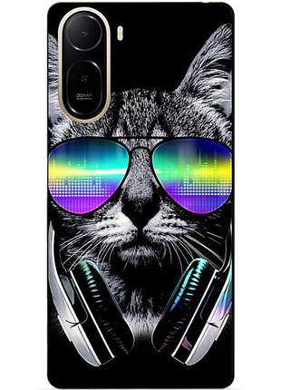 Чехол силиконовый бампер для xiaomi poco c81 pro с рисунком музыкальный кот