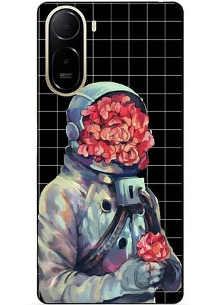 Силіконовий чохол бампер для xiaomi poco c81 pro з малюнком скафандр квіти