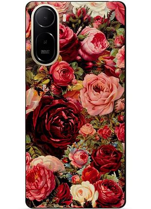 Чехол силиконовый бампер для xiaomi poco c81 pro с рисунком красные розы цветы
