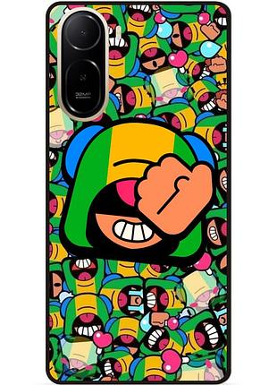 Силіконовий чохол бампер для xiaomi poco c81 pro стікери бравл леон brawl
