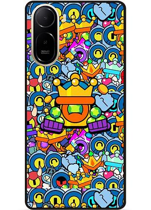 Силиконовый бампер чехол для xiaomi poco c81 pro стикеры бравл рико brawl
