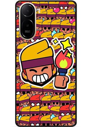 Силиконовый бампер чехол для xiaomi poco c81 pro стикеры бравл амбер brawl