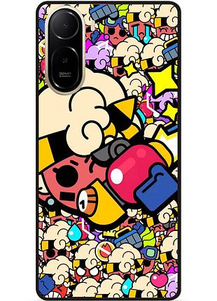 Силиконовый бампер чехол для xiaomi poco c81 pro стикеры бравл мэйси brawl
