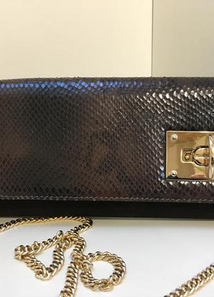Брендовый кожаный замшевый  клатч  кошелек сумка кросс боди на цепочке бренд i blues1 фото