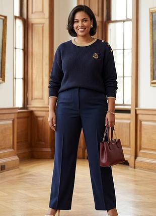 Хлопковый свитер ralph lauren оригинал батал с гербом / синий джемпер с пуговицами 52-54-56 xl