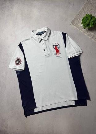 Вінтажне поло футболка чоловіча polo ralph lauren big logo оригінал преміальна vintage 90s xxl