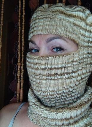 Шерстяная балаклава с меланжевым азерунком