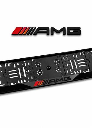 Рамка номера антихром amg "защіпка" 3d напис акрілова premium
