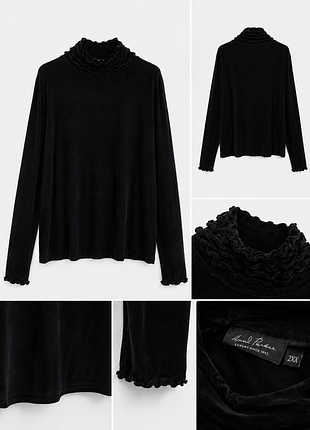 🖤черный гольф хххл гольф anne parker 2xl черный велюровый с рюшами на воротнике длинный рукав базовый нарядный