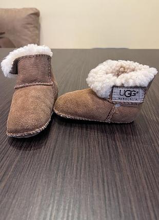 Дитячі теплі угі ugg, замш, натуральна вовна, коричневі 12 см
