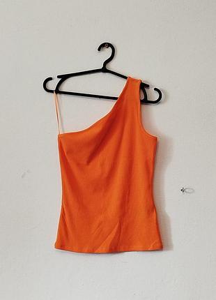 Помаранчевий асиметричний топ-майка. h&m.