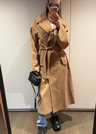 Довге пальто marsee’s camel / бежеве пальто oversize