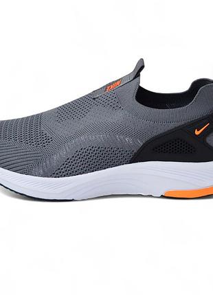 Nike gray orange  сірі з помаранчевим мокасини 42