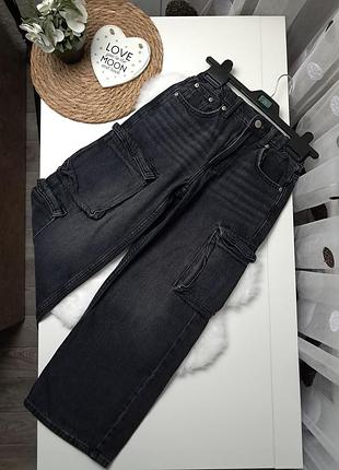 Шикарні широкі щільні осінні джинси з боковими кишенями від zara 10 років (140)