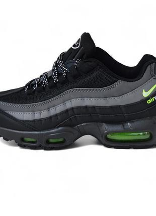 Nike air max 95 black gray green черные с серым и салатовым 43