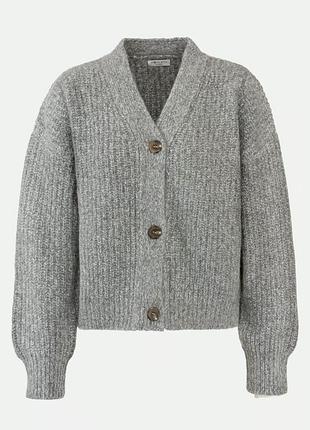 Об'ємний кардиган marks & spencer xl в рубчик / сіра кофта на ґудзиках оверсайз m&s