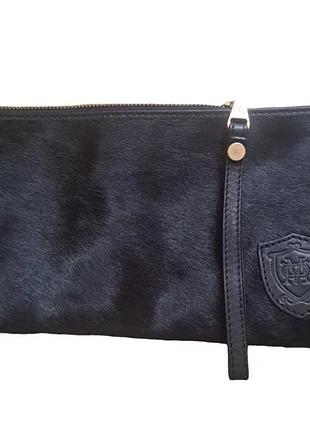 Чорний шкіряний клатч  massimo dutti