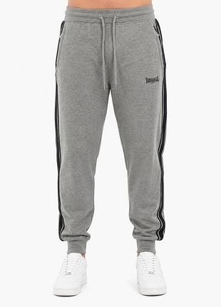 Чоловічі спортивні штани lonsdale london джогери з лампасами, сірі, m