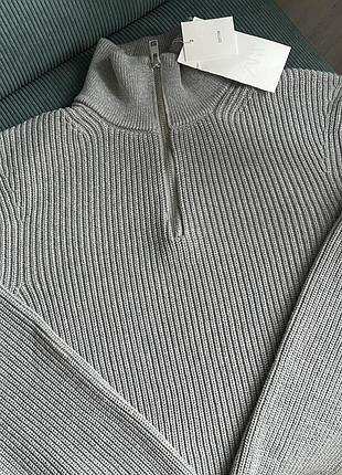 Мужской хлопковый свитер на молнии zara, 1/3 зип джемпер, кофта зара