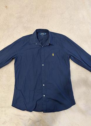 Чоловіча сорочка polo ralph lauren slim fit синя