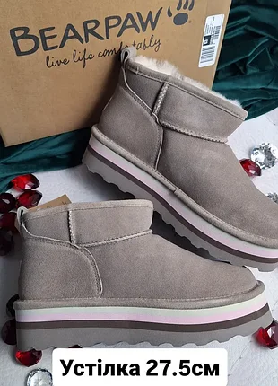 Bearpaw оригінал замшеві сіро-бежеві угги на платформі
