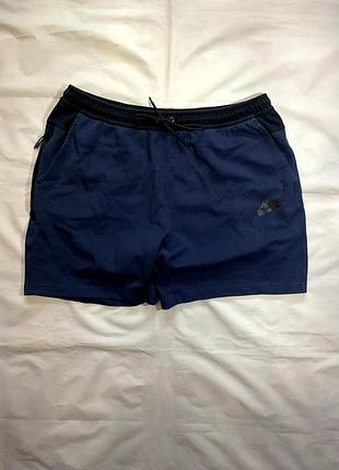 Шорты темно-синие nike tech fleece shorts