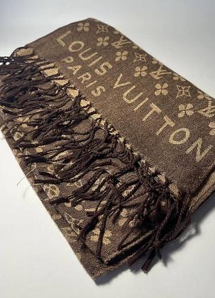 Шарф louis vuitton в монограмму коричневый брендовый