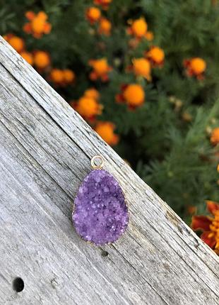 Кулон з натурального каменю ,друза агата, фіолетовий