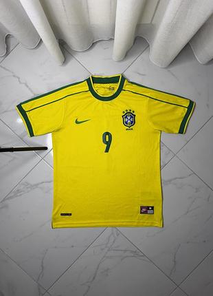 Вінтажна футбольна футболка nike збірної бразилії ronaldo 9, розмір m