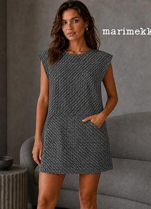 Оригинальное хлопковое платье с карманами в геометрический принт marimekko l