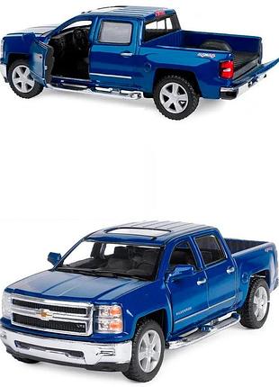 Машинка металева kinsmart 1:46 2014 chevrolet silverado інерційна, двері та багажник відчиняються kt5381w / синій