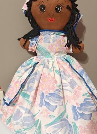 Vintage topsy turvy doll jamaica jamaican dark plush doll 17"