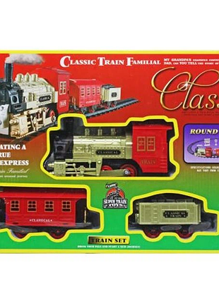 Детская железная дорога classic train 816-2 ретро паровоз с дымом светом и звуком
