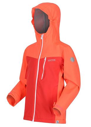 Вітровка дитяча для дівчинки regatta waterproof 3-4 роки 98-104 см неонова помаранчева з капюшоном подовжена