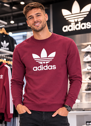 Свитшот унисекс adidas бордовый 100% хлопок