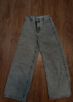 Жіночі джинси zara сірі широкого крою з високою посадкою, розмір xs (34)
