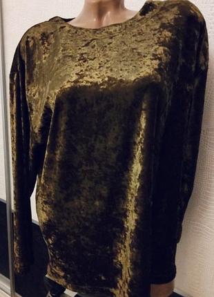 Велюровая блуза коричневая m/l