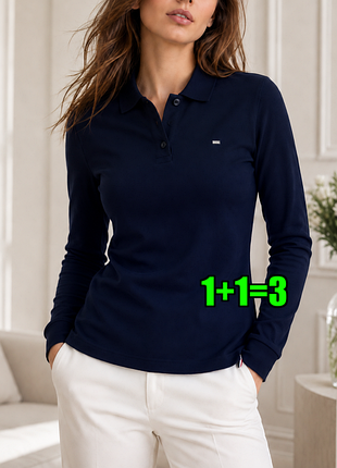 🤩1+1=3 брендовый женский темно-синий лонгслив свитер поло tommy hilfiger, размер 42 - 44