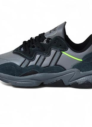 Adidas ozweego gray green серые с салатовым 41